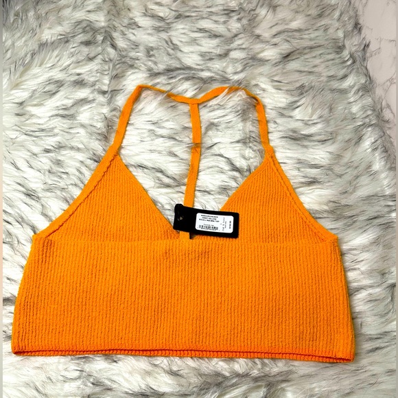 NEW RAG AND BONE Soleil Stretch Ribbed Bra Top Size L Orange color - Picture 6 of 8